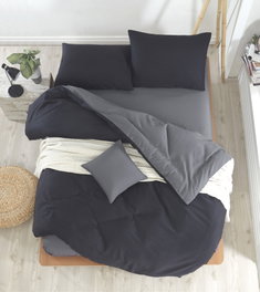 L'essentiel linge de maison Juego de funda de edredón doble Negro y Humo